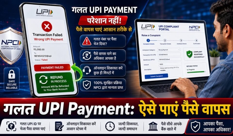 Wrong UPI Payment Refund Process Online NPCI and Bank Complaint 1200x675